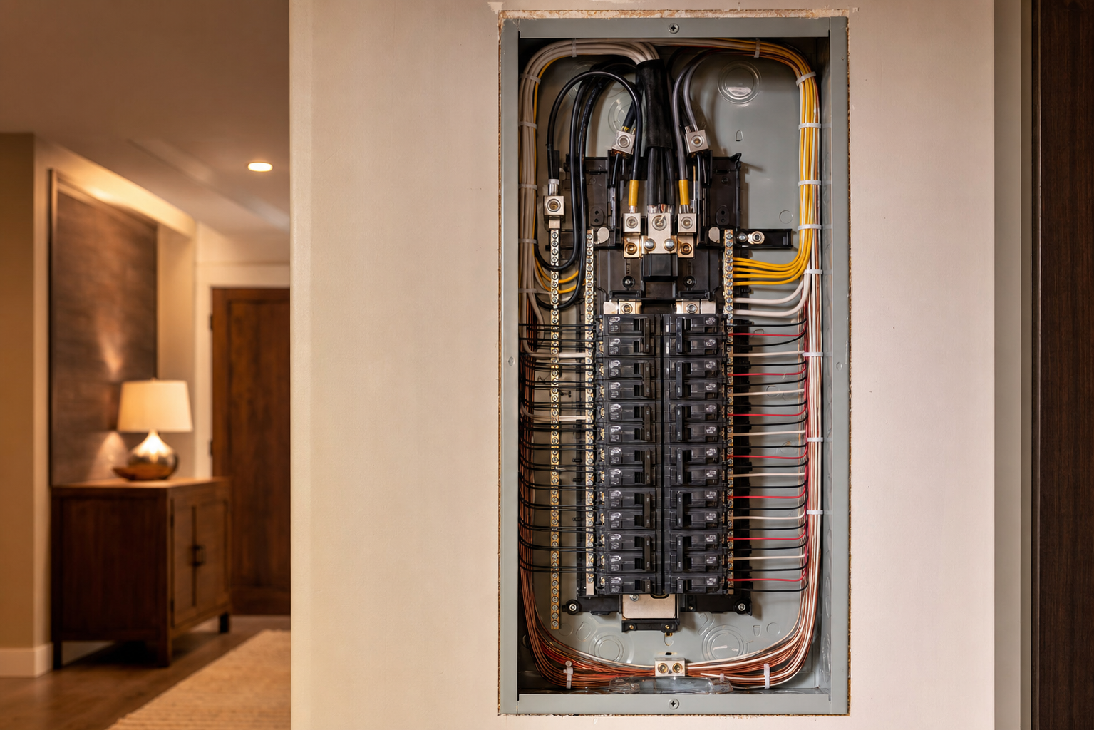 A clean, professionally installed electrical panel